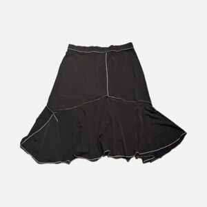 Elegant Brown Skirt with White Stitching